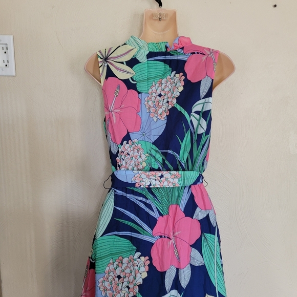 Talbots Voile Hibiscus Maxi Dress Size Women's 2 Petite - Picture 8 of 13